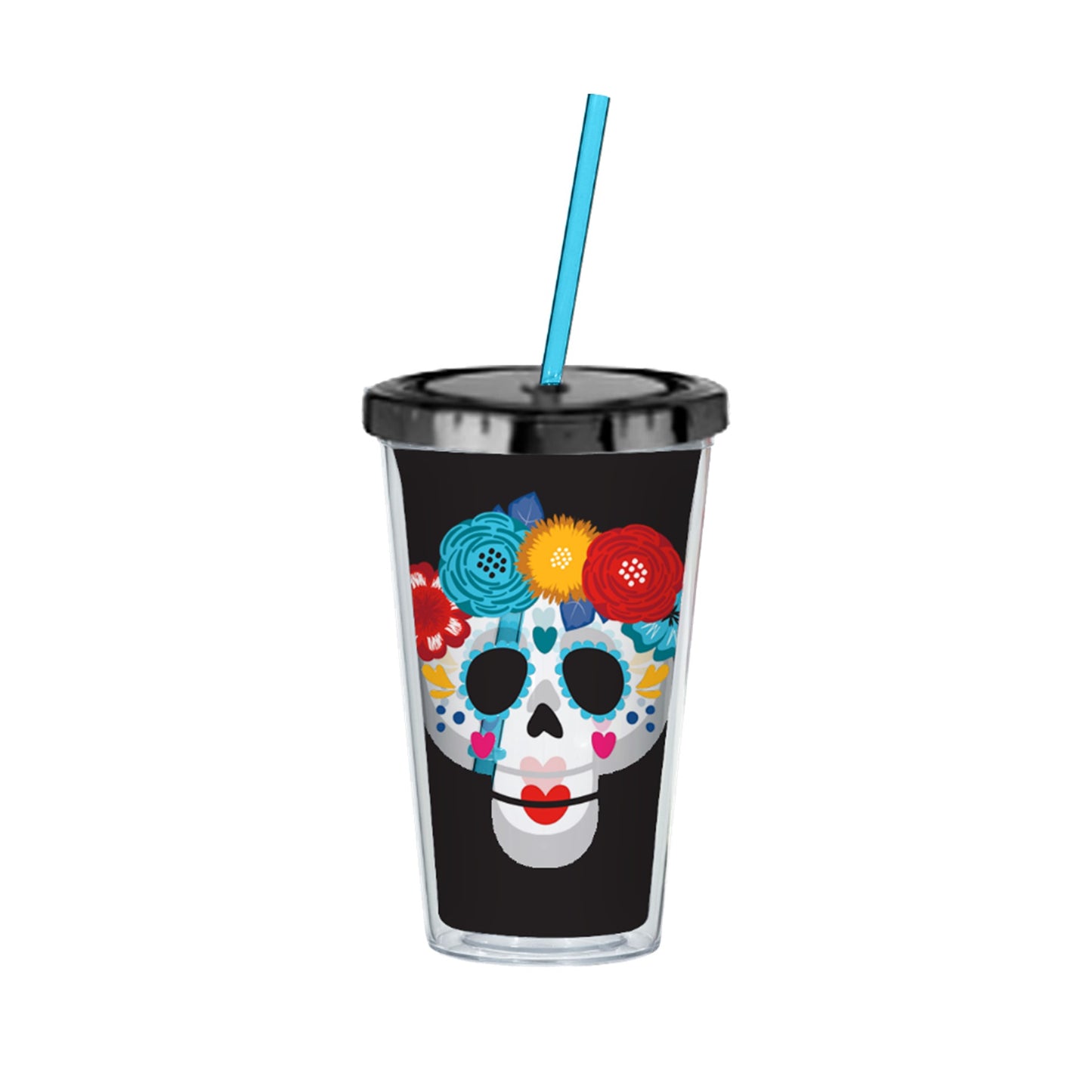 16oz PS D-Wall Travel Tumbler PDQ - Day Of The Dead Floral