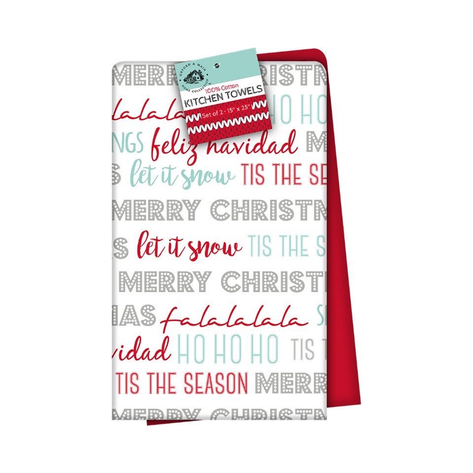 15in X 25 Cotton 2pc Towel Set - Christmas Melody