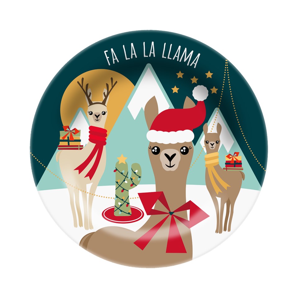 11in Melamine Dinner Plate ; 1 Design - Llama - Llama