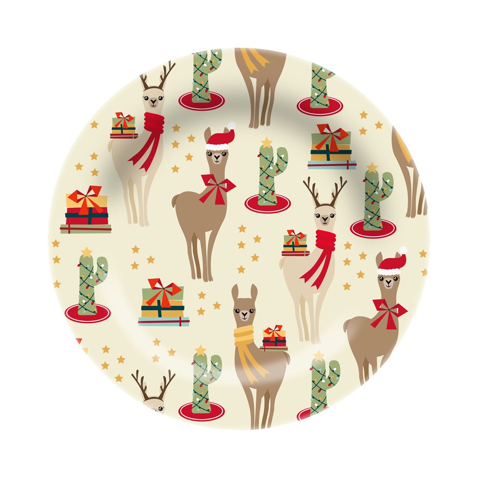 8in Melamine Salad Plate ; 1 Design - Llama - Llama