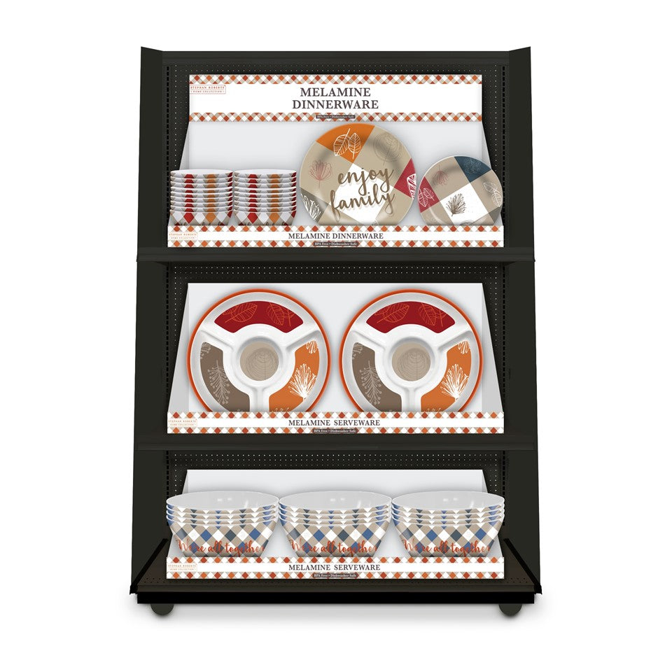 96pc Melamine Dinnerware Assorted PDQs (32in) - Fall Family