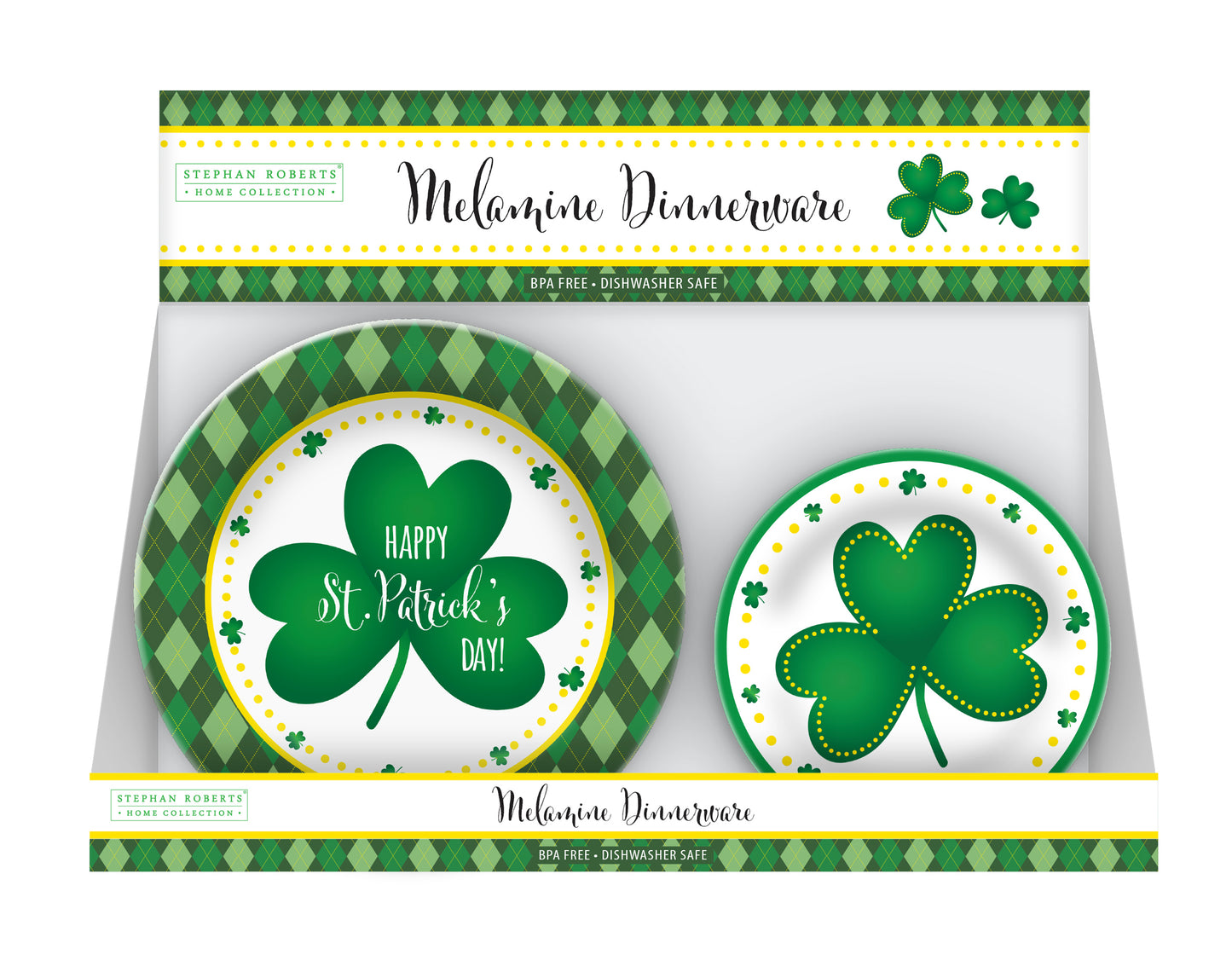 96pc Melamine Dinnerware Assorted PDQs (22in) - Happy St. Patrick's Day