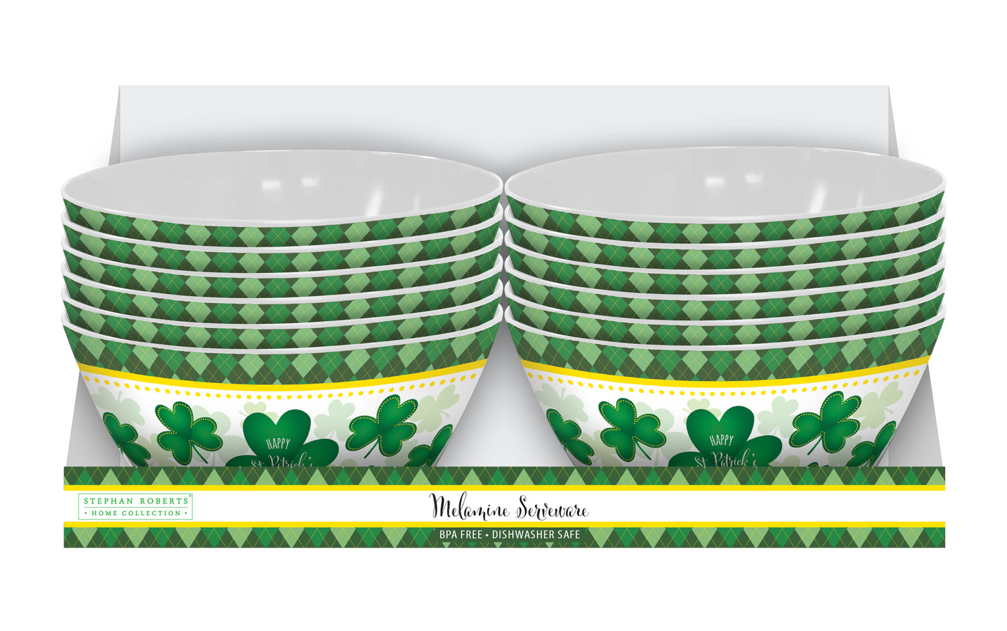96pc Melamine Dinnerware Assorted PDQs (22in) - Happy St. Patrick's Day