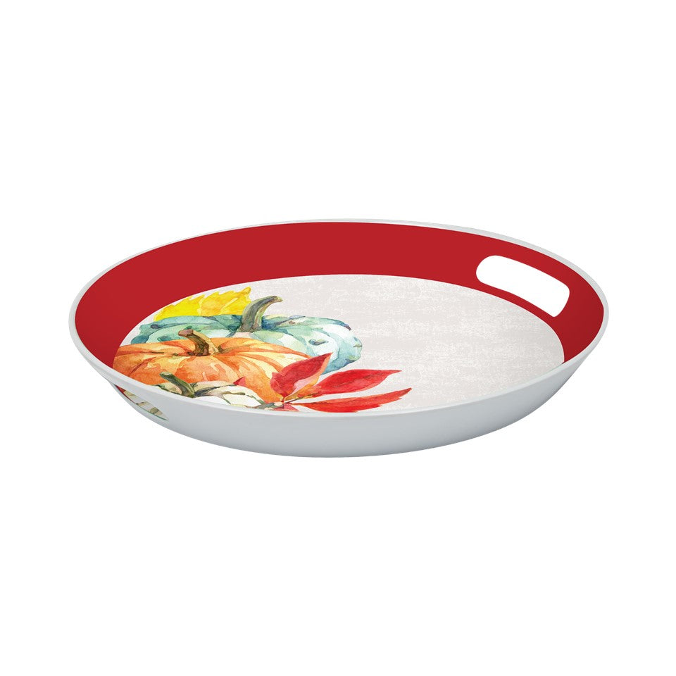13.75in Melamine Round Tray - Harvest Plaid