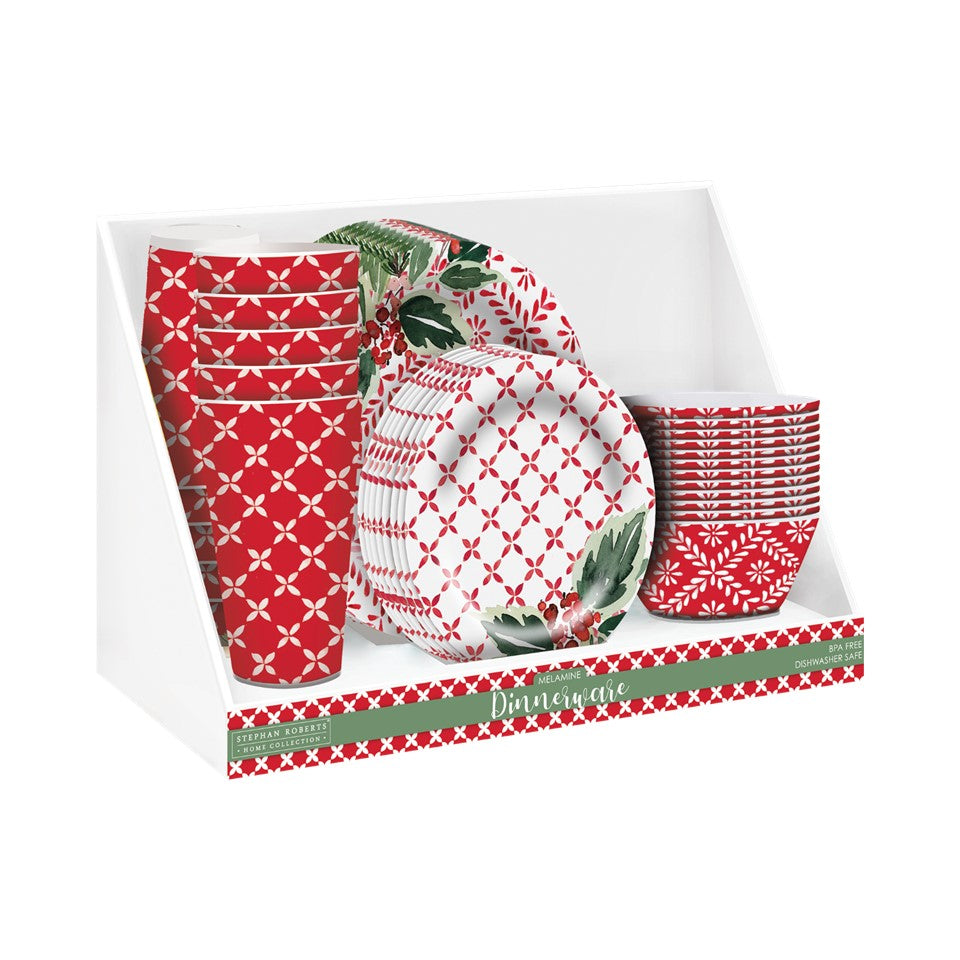 42pc Melamine Dinnerware Assorted PDQ - Merry Christmas