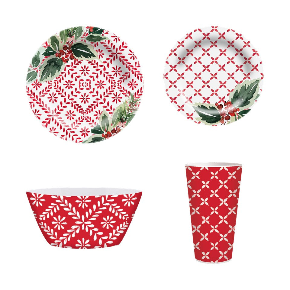 42pc Melamine Dinnerware Assorted PDQ - Merry Christmas