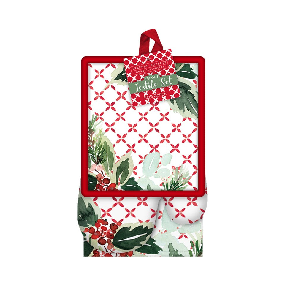 Various Cotton 3pc Textiles Set - Merry Christmas