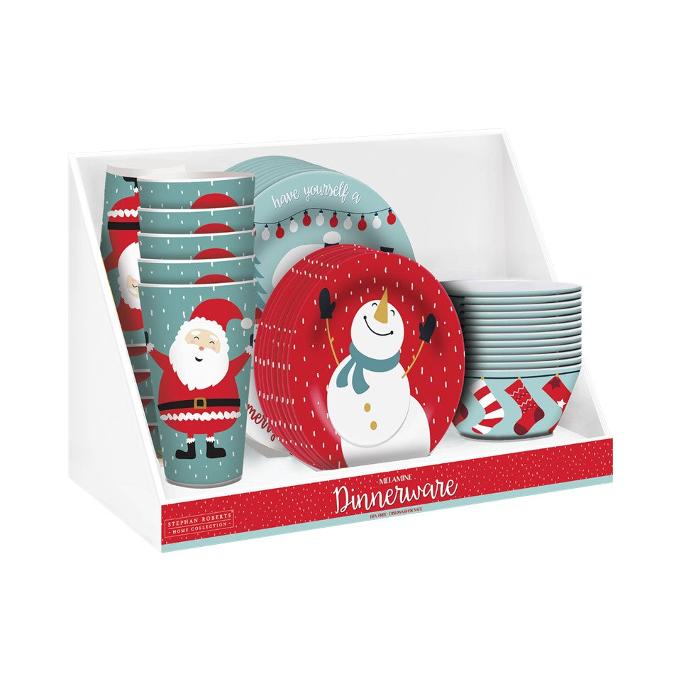 42pc Melamine Dinnerware Assorted PDQ - Merry Little Christmas