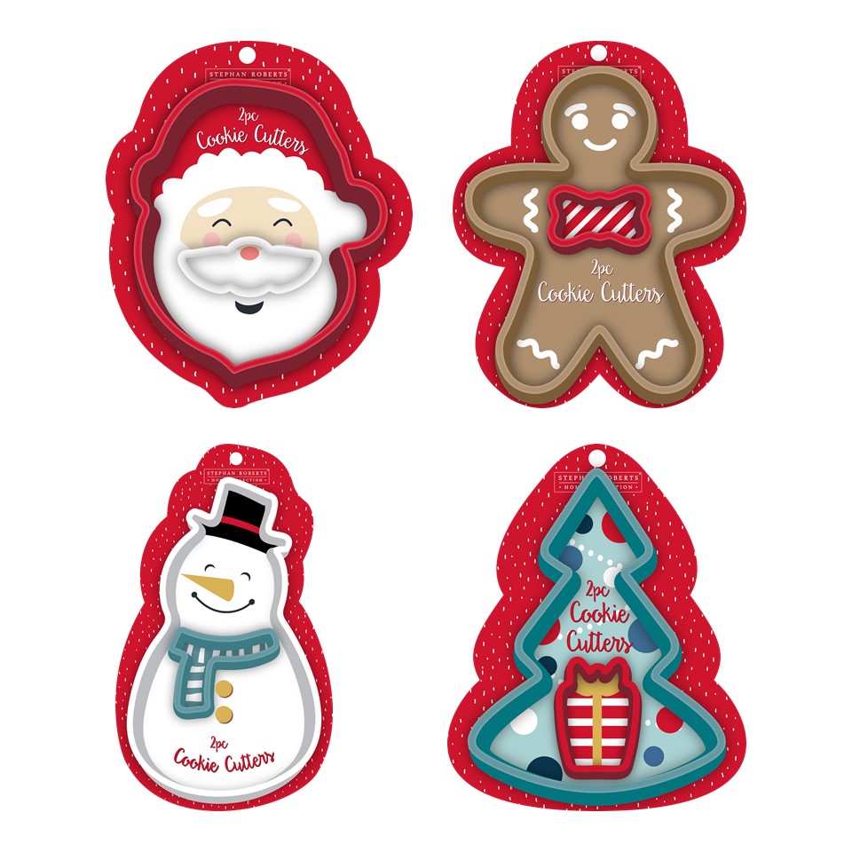 Various SS 2pc Figural Cookie Cutter PDQ - Merry Little Christmas