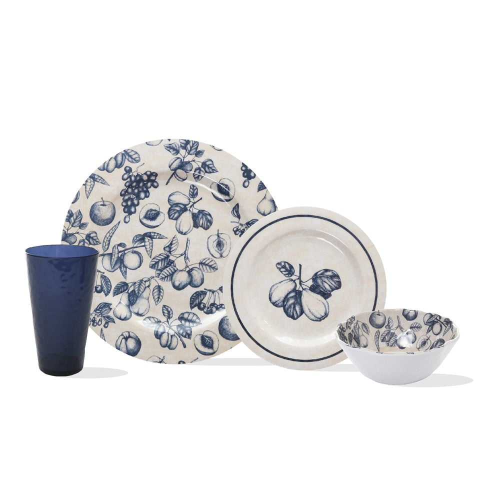 6.5in Melamine Dimpled Bowl (24pk) - Sketched Fruit