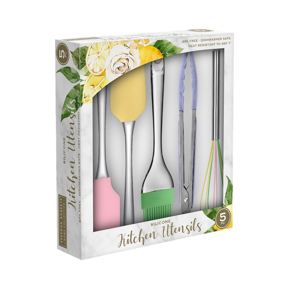 Various Silicone / PS 5pc Utensils Set - Botanicals