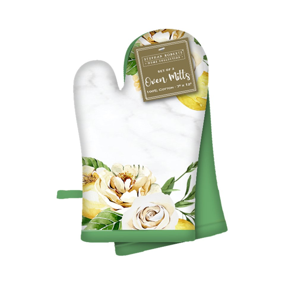 7X12in Cotton 2pc Oven Mitt Set - Botanicals