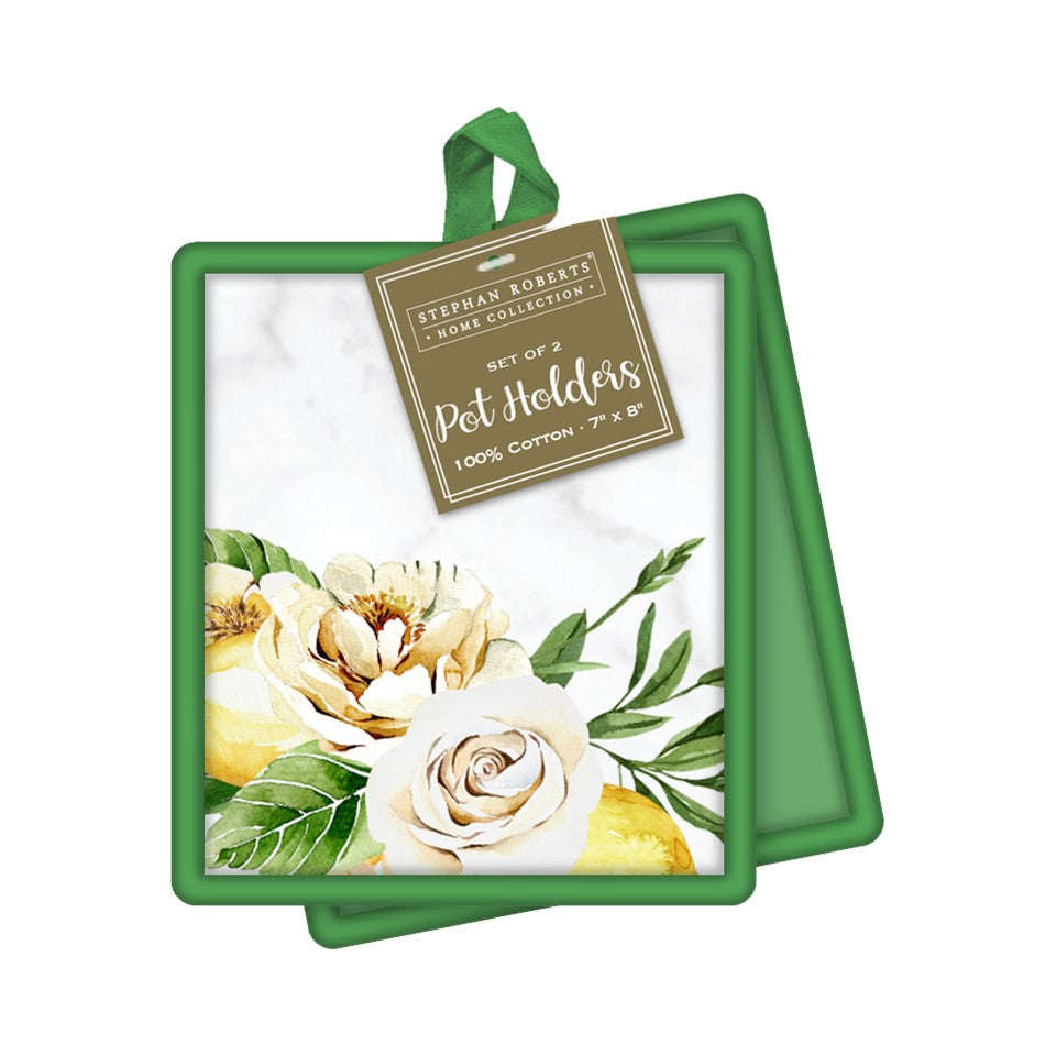 7X8in Cotton 2pc Pot Holder Set - Botanicals