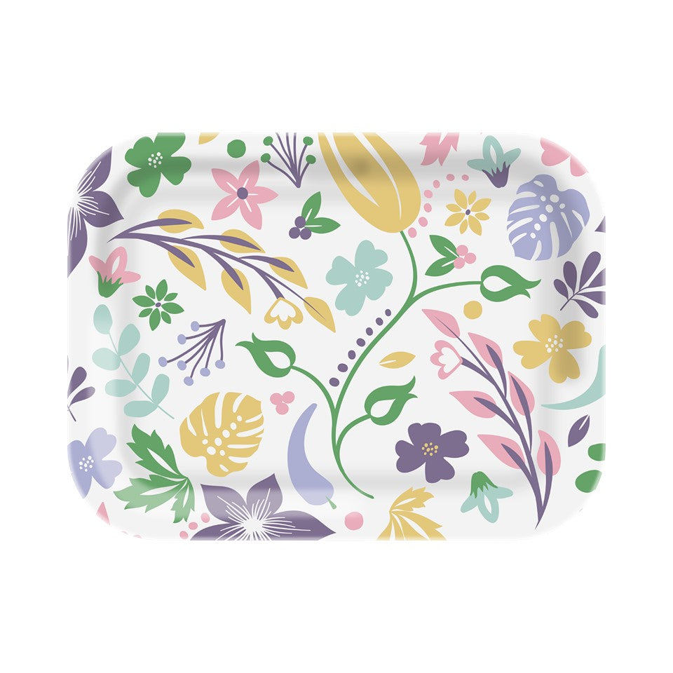 15.12in Melamine Rectangular Tray - Spring Flurry