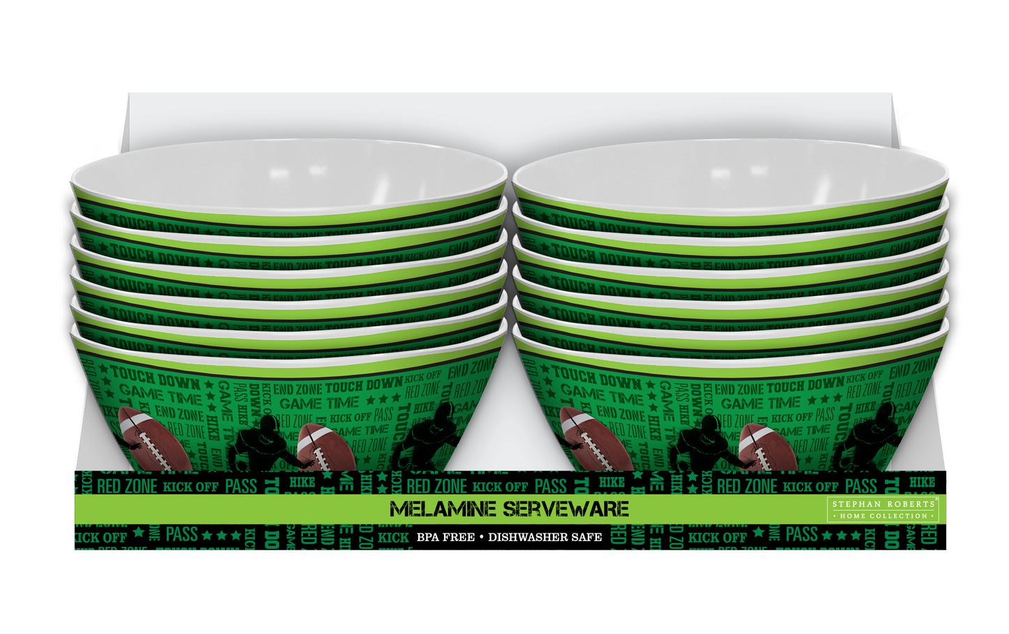 96pc Melamine Dinnerware Assorted PDQs (22in) - Game Time