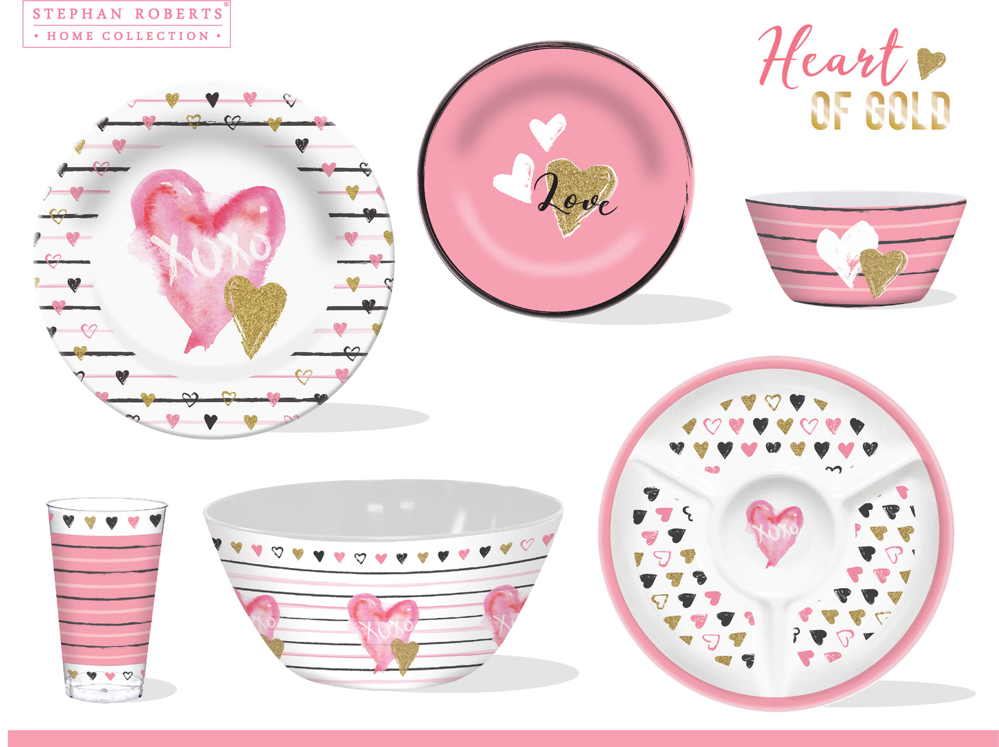 96pc Melamine Dinnerware Assorted PDQS (32in) - Heart of Gold