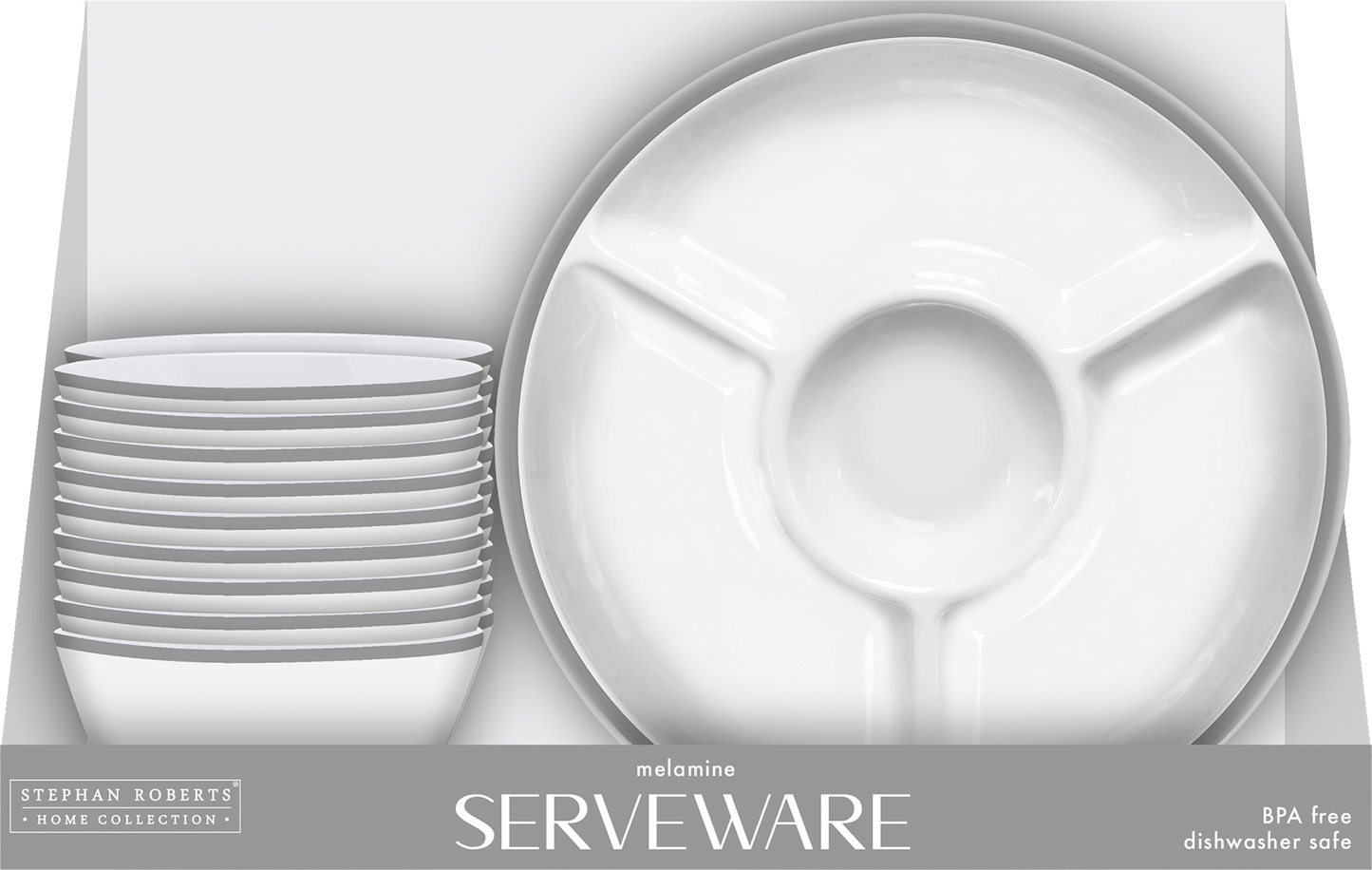 96pc Melamine Dinnerware Assorted PDQs (22in) - Mason Gray