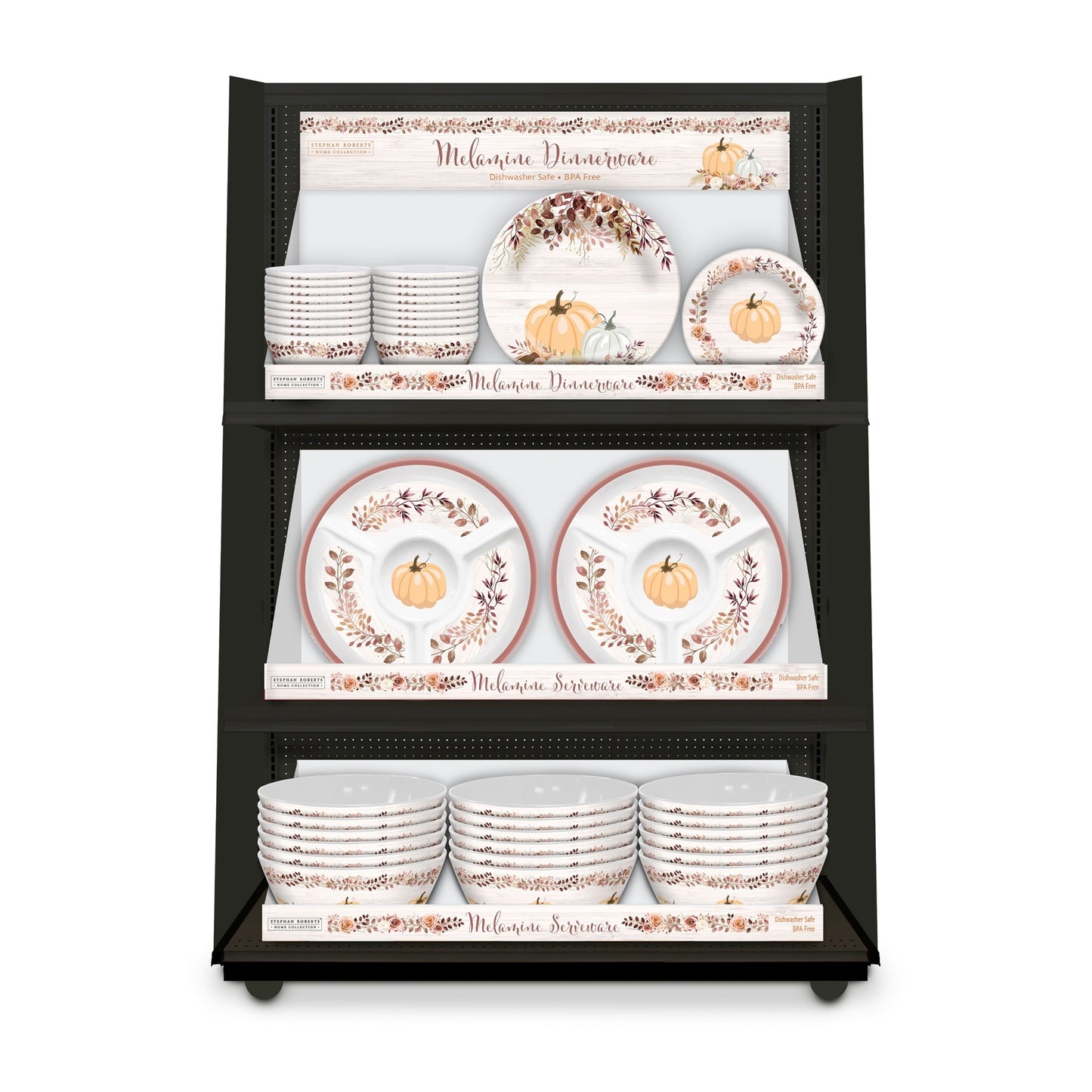 96pc Melamine Dinnerware Assorted PDQs (32in) - Autumn Floral