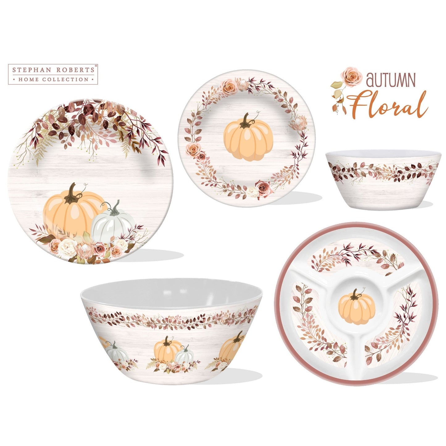 96pc Melamine Dinnerware Assorted PDQs (32in) - Autumn Floral