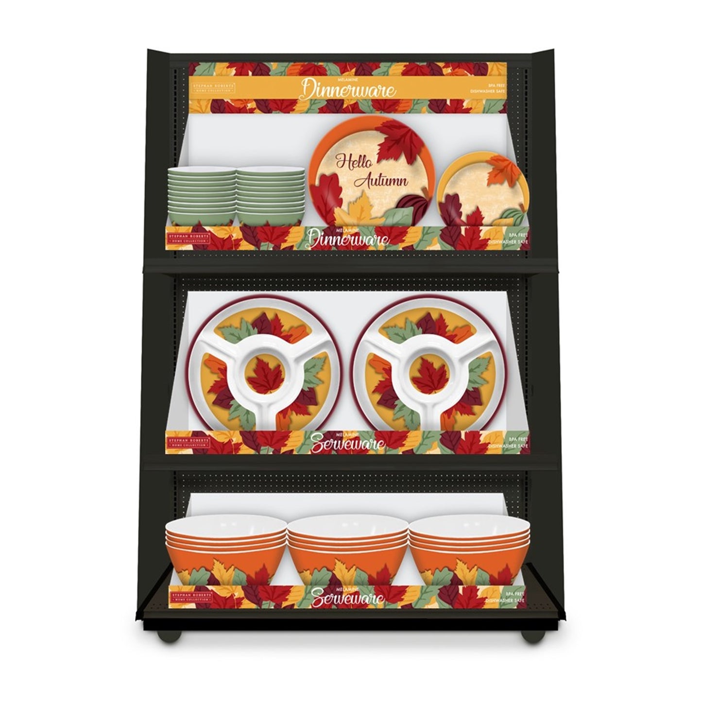 96pc Melamine Dinnerware Assorted PDQs (32in) - Hello Autumn