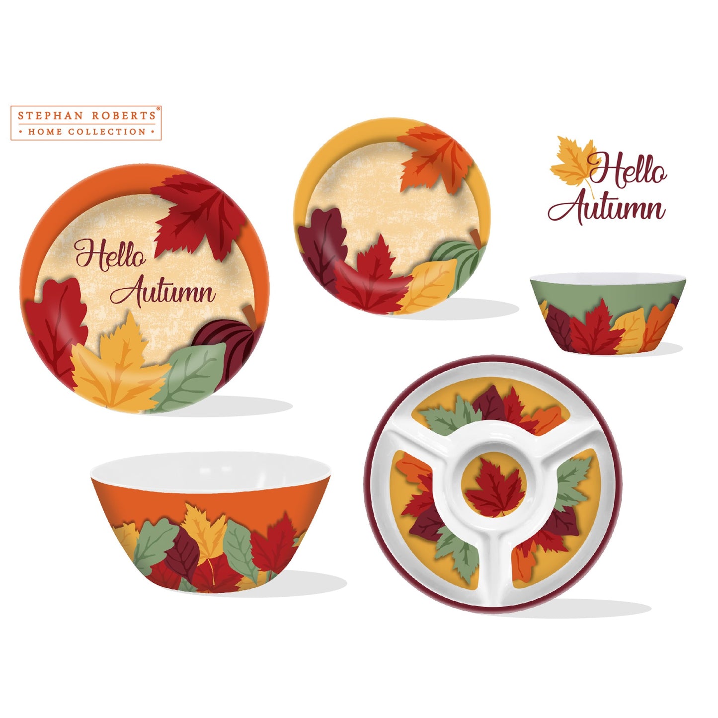 96pc Melamine Dinnerware Assorted PDQs (22in) - Finally Fall