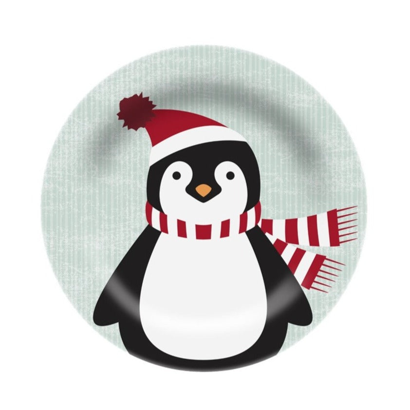 8in Melamine Salad Plate - Playful Penguins