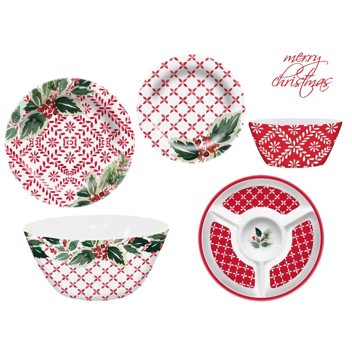 96pc Melamine Dinnerware Assorted (32in) - Merry Christmas