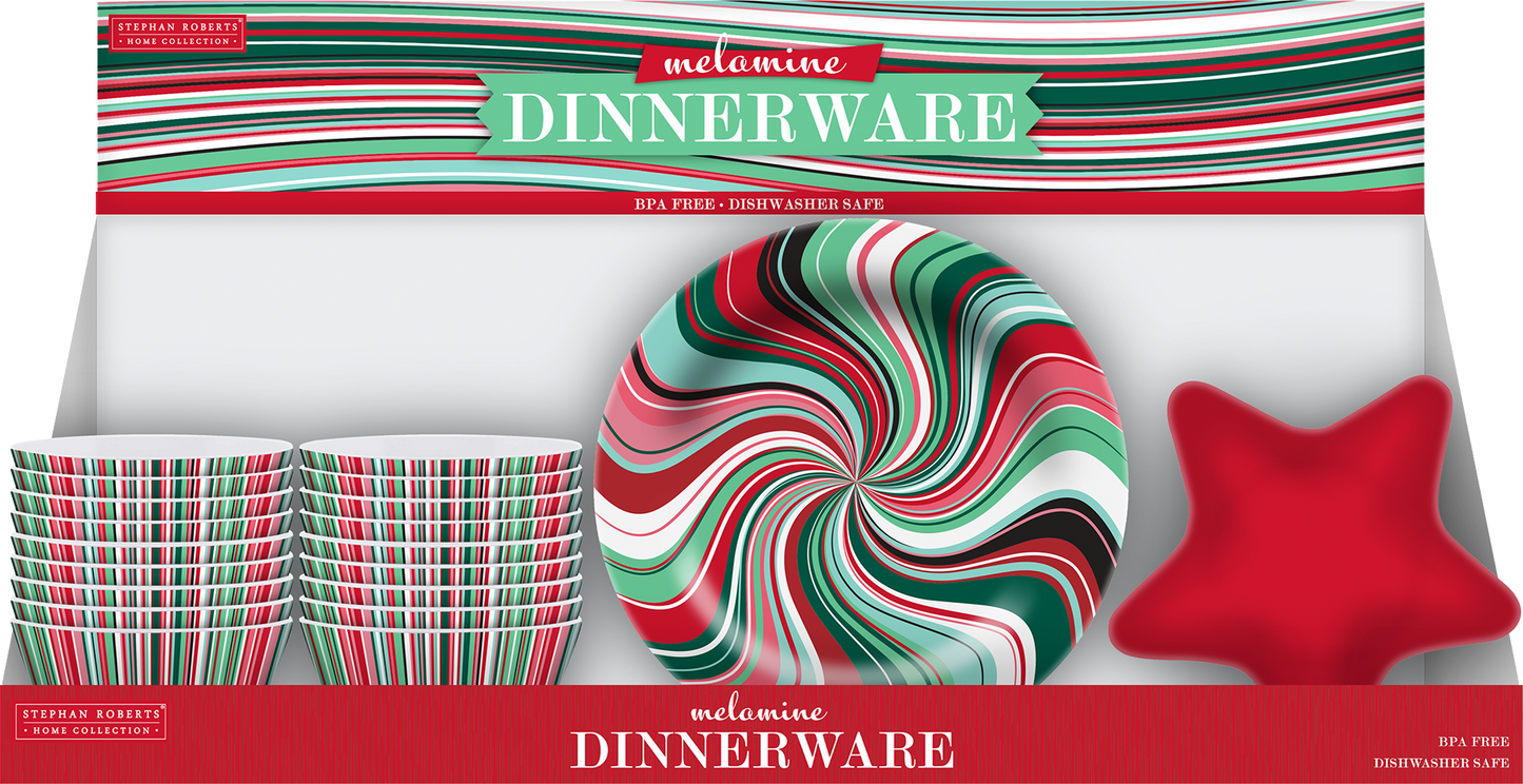 96pc Melamine Dinnerware Assorted PDQs (32in) - Christmas Cheer