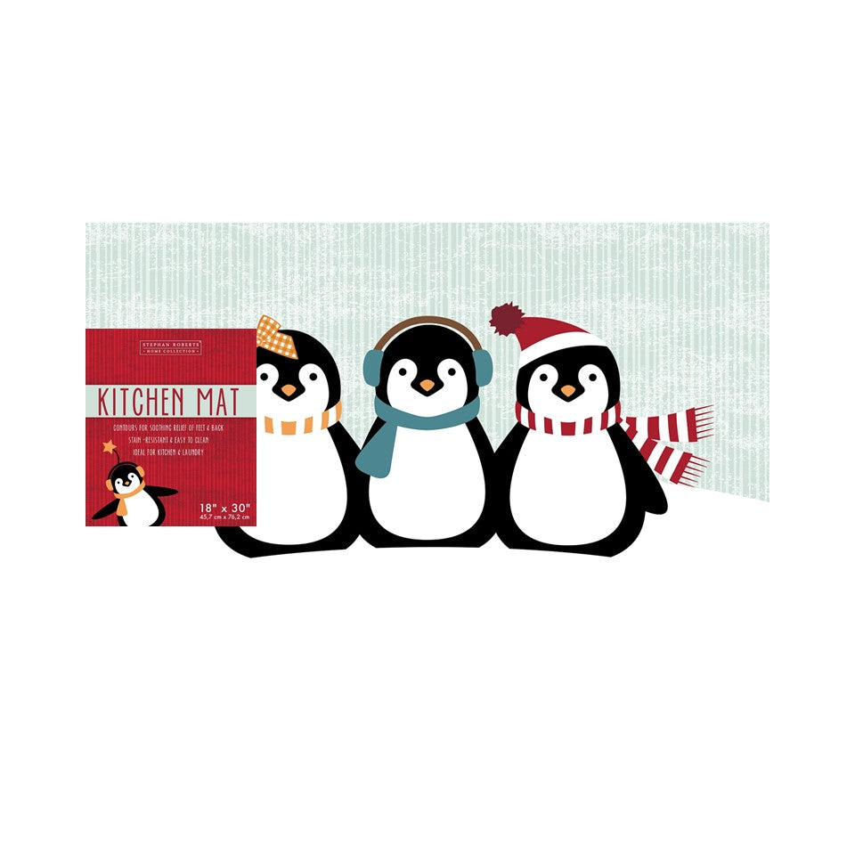 18x30in PVC Printed Floor Mat - Playful Penguins
