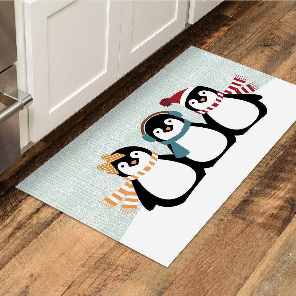 18x30in PVC Printed Floor Mat - Playful Penguins