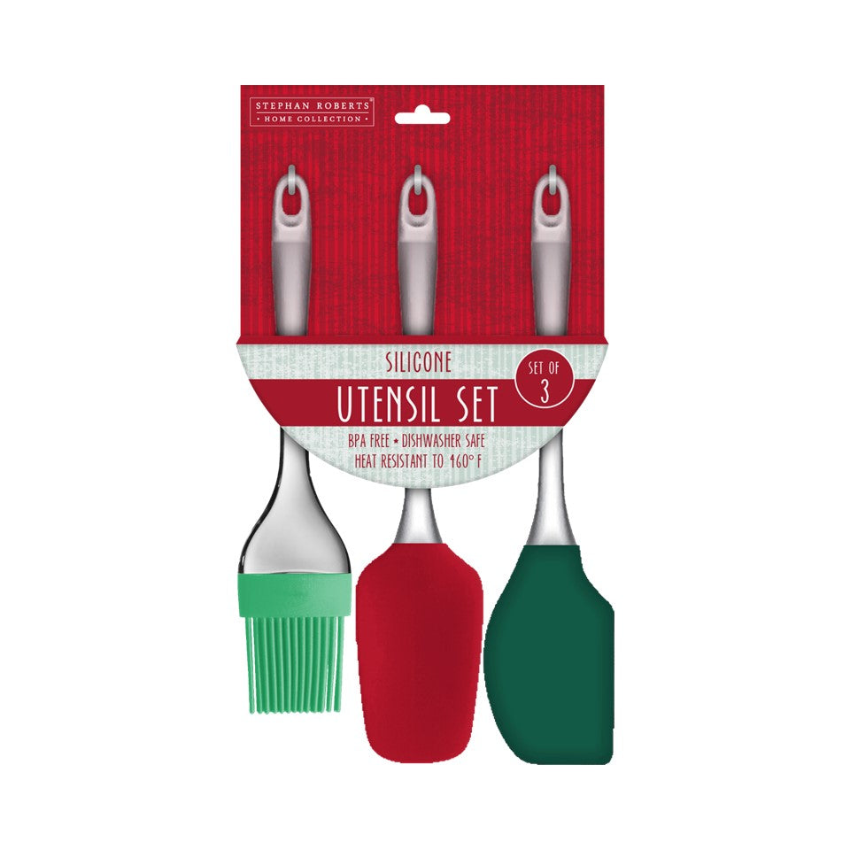 Various Silicone / PS 3pc Utensils Set - Merry Christmas