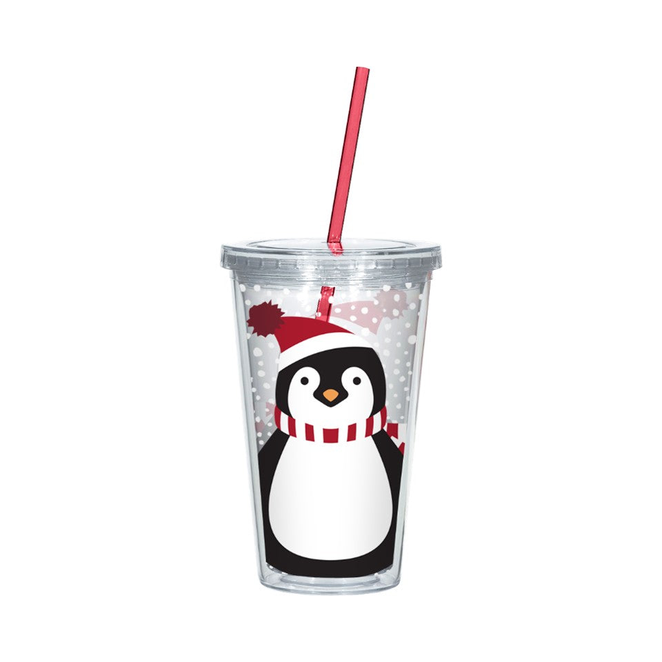 16oz PS D-Wall Travel Tumbler PDQ - Playful Penguins