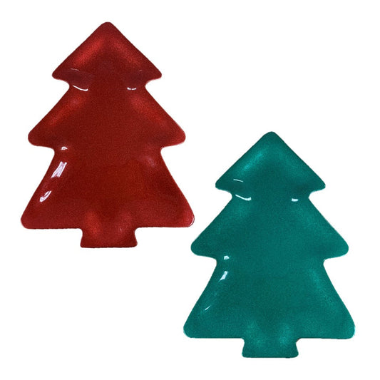 12.6X9.25in Melamine Christmas Tree Tray W/ Glitter Finish - Christmas Cheer