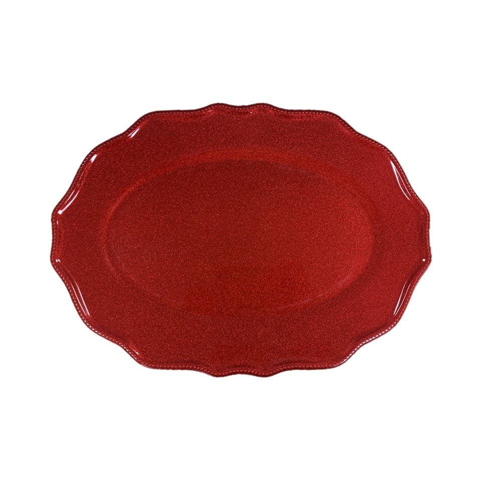 15.9X11.5in Melamine Wavy Edge Oval Tray - Christmas Cheer