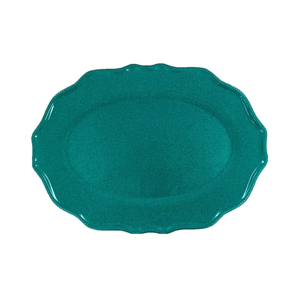 15.9X11.5in Melamine Wavy Edge Oval Tray - Christmas Cheer