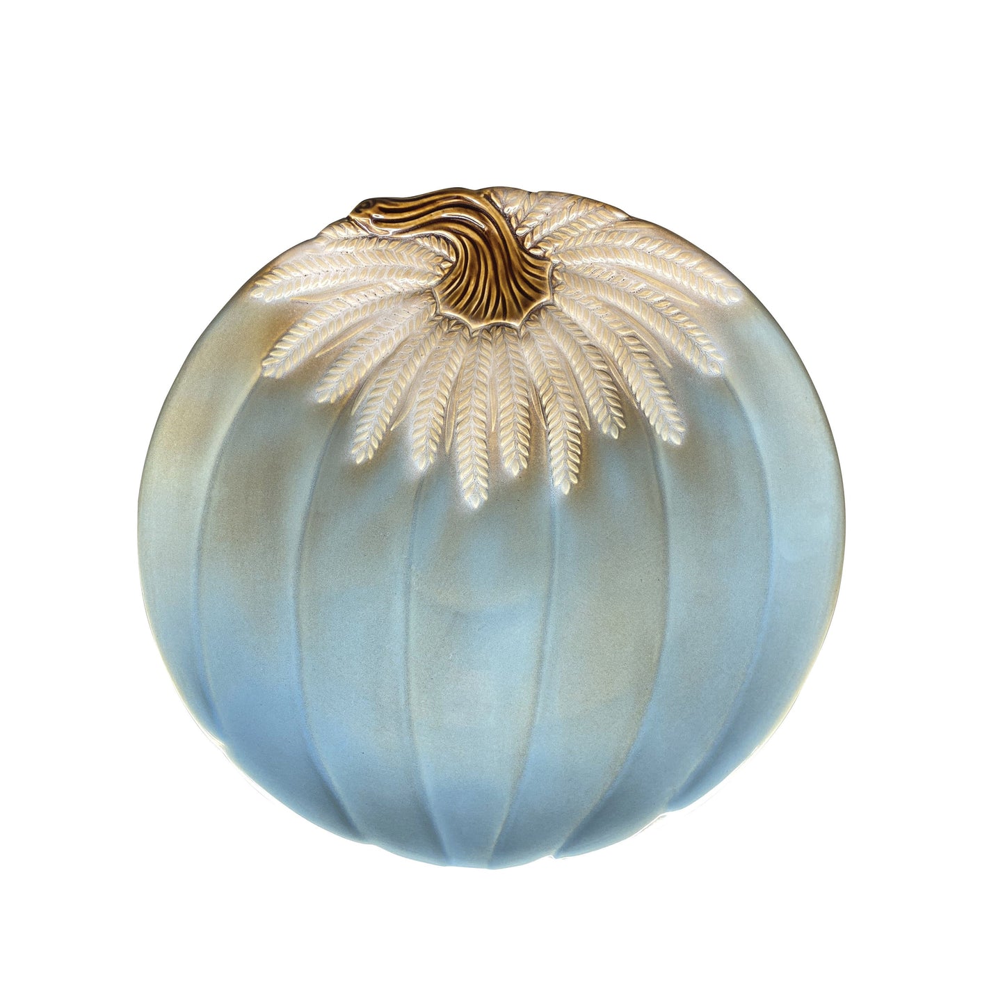 13.7in Stoneware Serving Tray Watercolor Harvest Blue Pumpkin Collection - Watercolor Harvest Blue