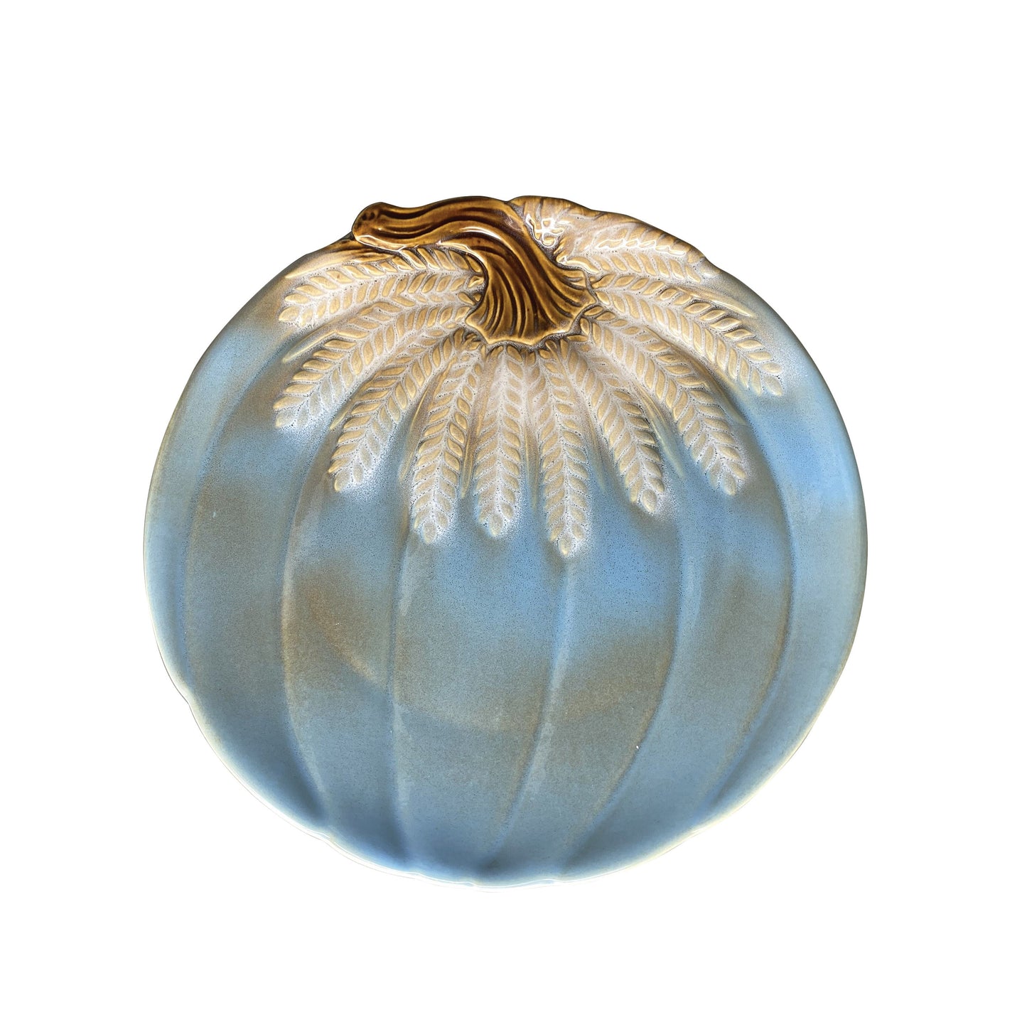 13.7in Stoneware Serving Tray Watercolor Harvest Blue Pumpkin Collection - Watercolor Harvest Blue