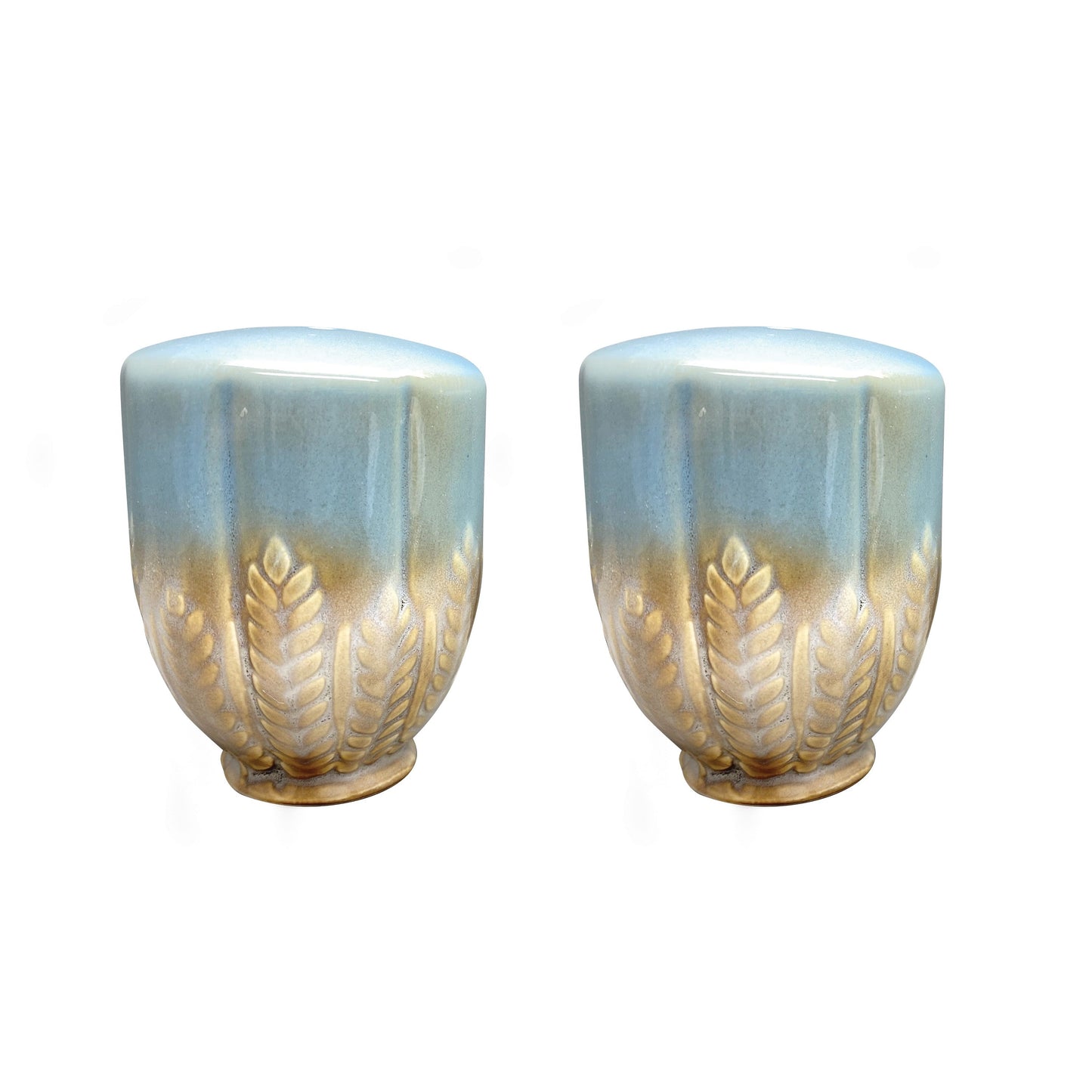2pc Stoneware Salt & Pepper Shaker Watercolor Harvest Blue Pumpkin Collection - Watercolor Harvest Blue