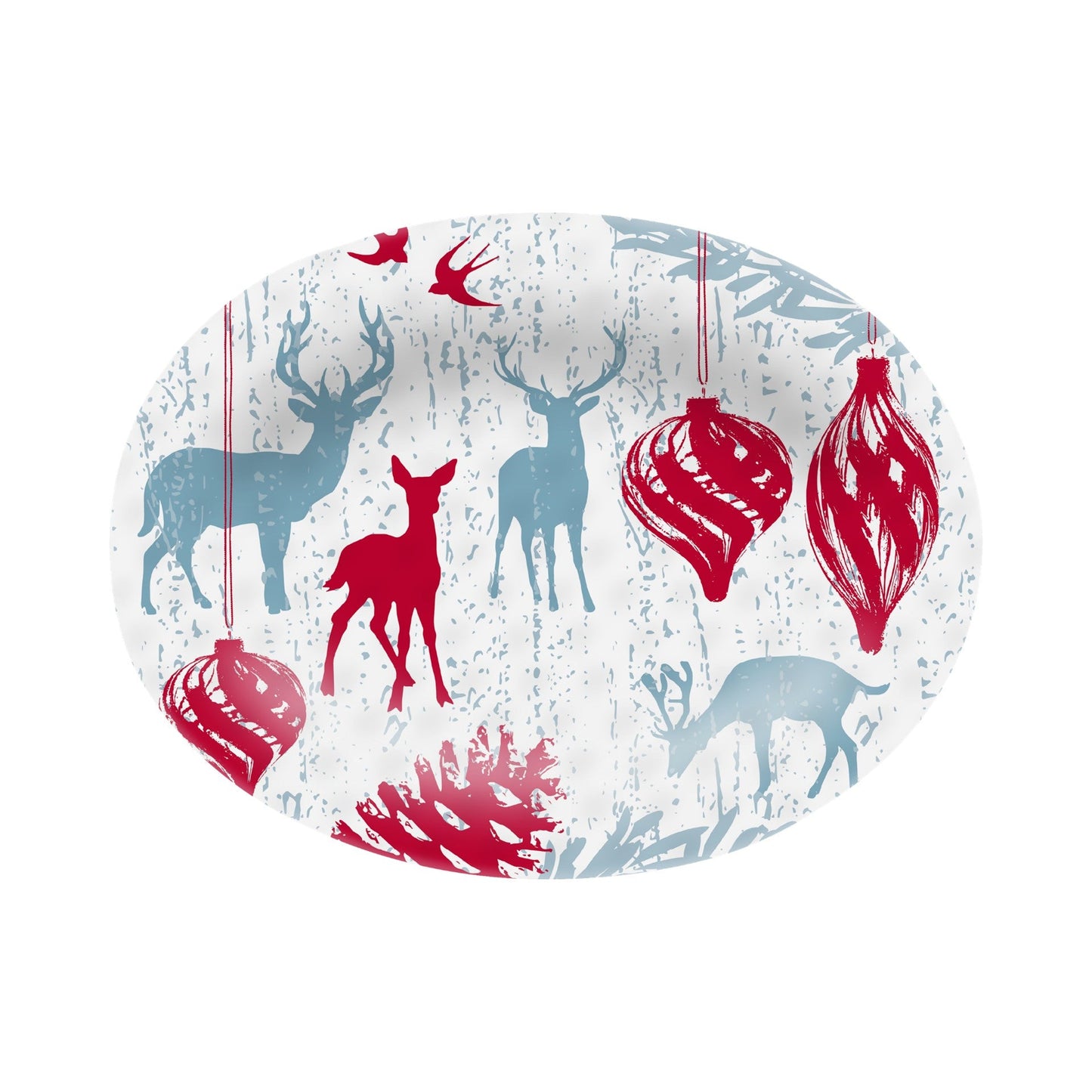 16in Melamine Premium Oval Tray - Rustic Holiday