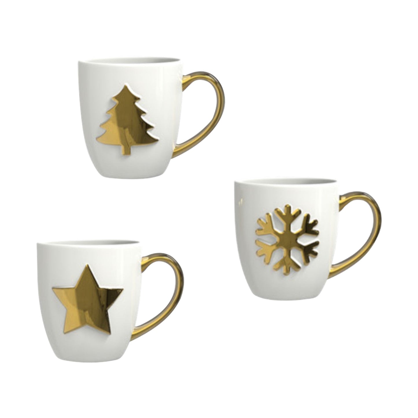 14oz New Bone China Electro-Plated Gold Mug (GF - 18pk) - Christmas Spirit