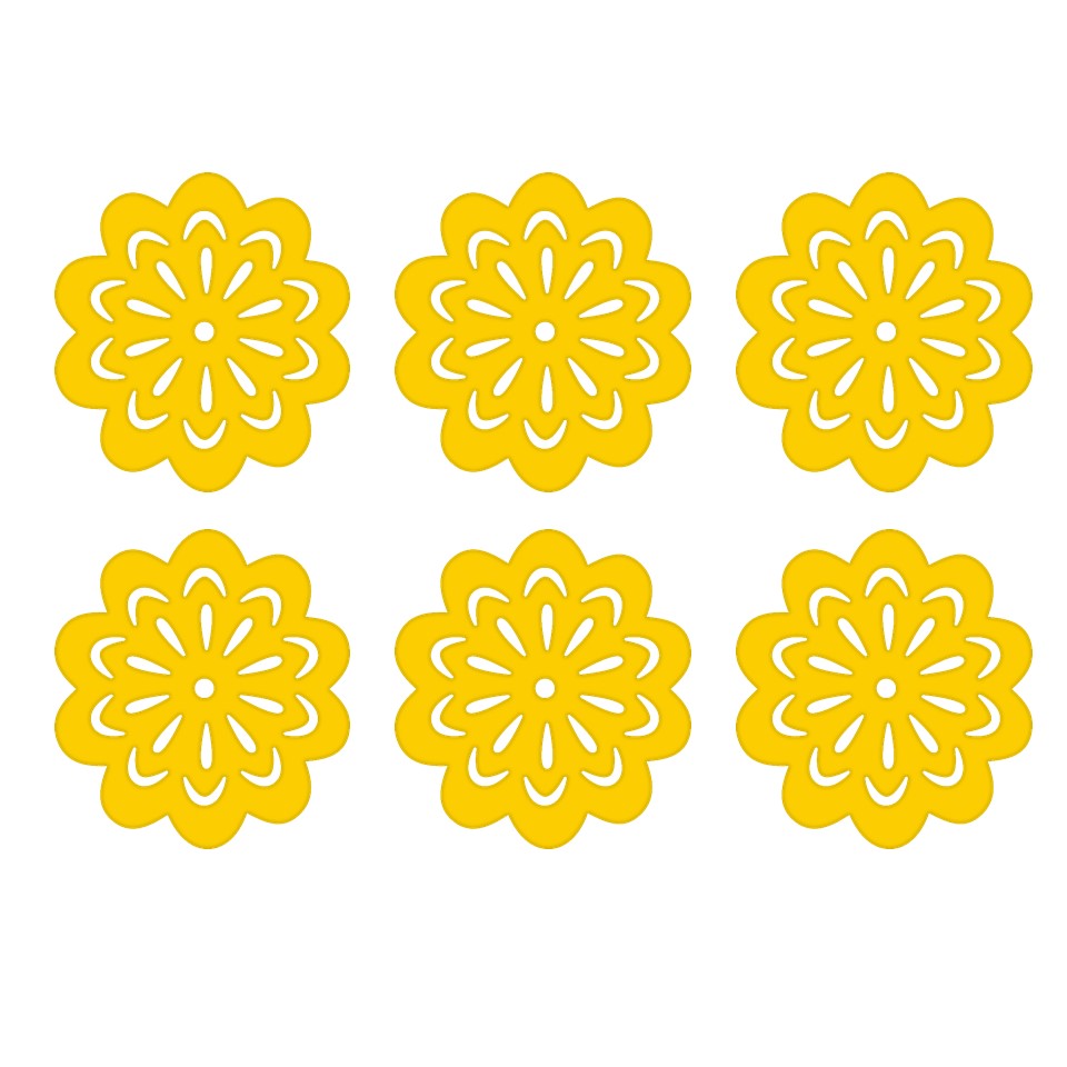 6pc Silicone Flower Coasters - Country Lemon