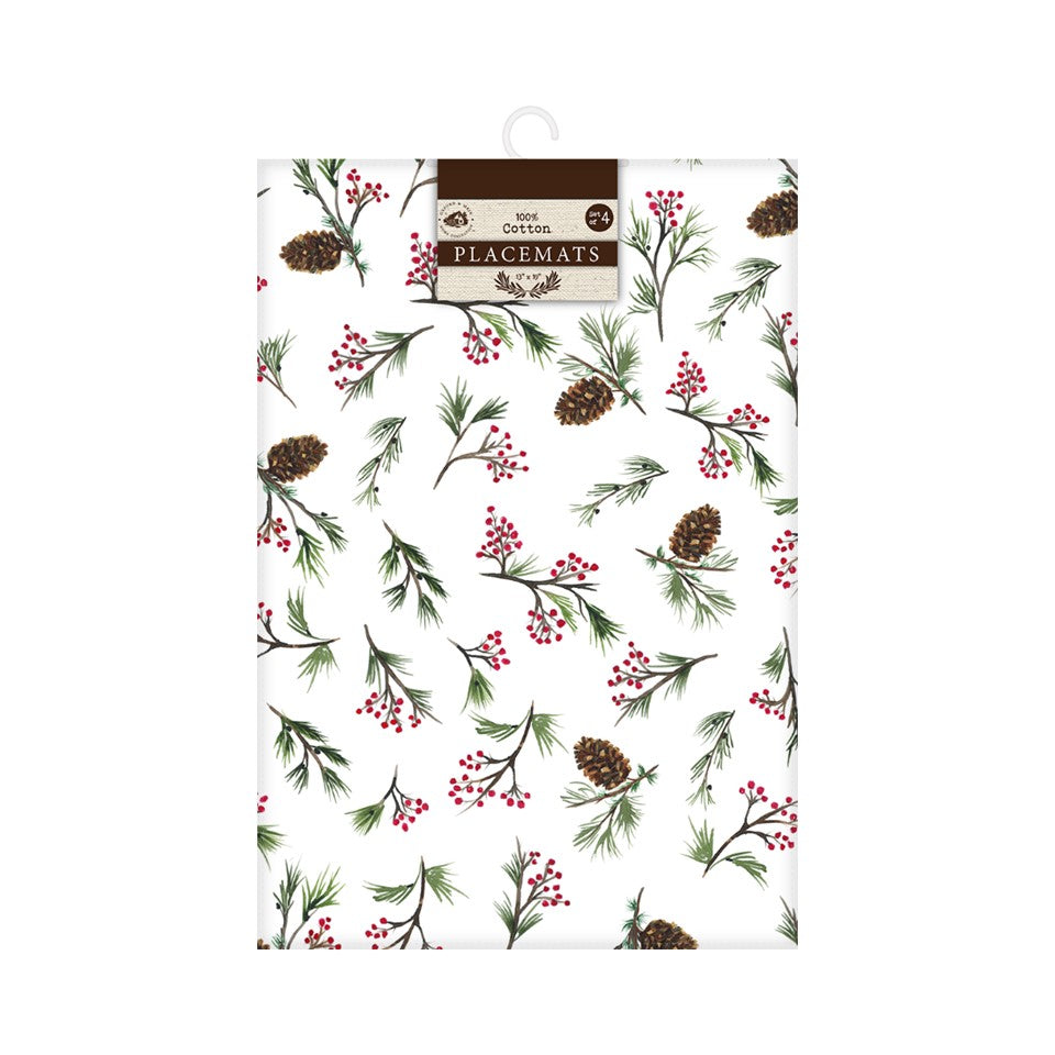13x19in 100% Cotton Premium Placemat - Christmas Berries