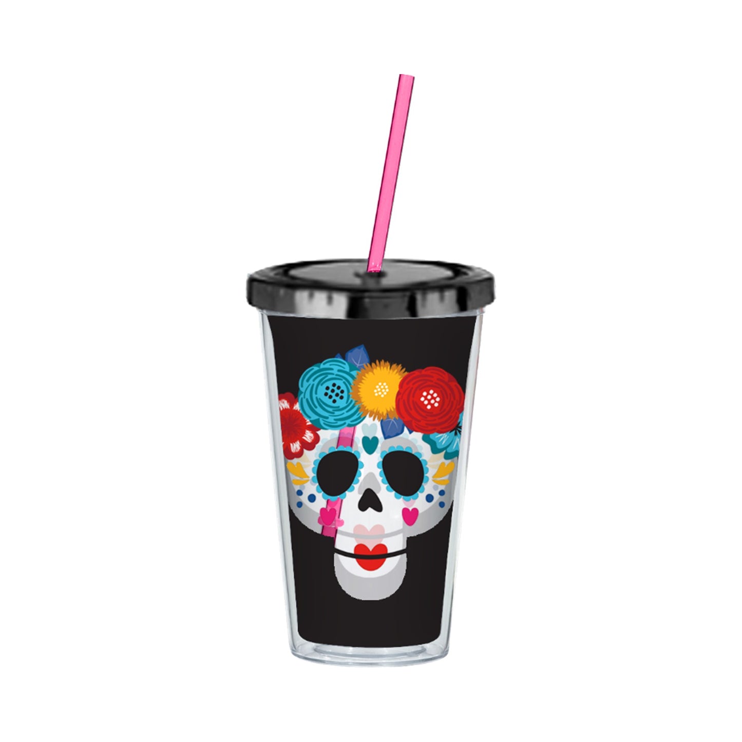 16oz PS D-Wall Travel Tumbler PDQ - Day Of The Dead Floral