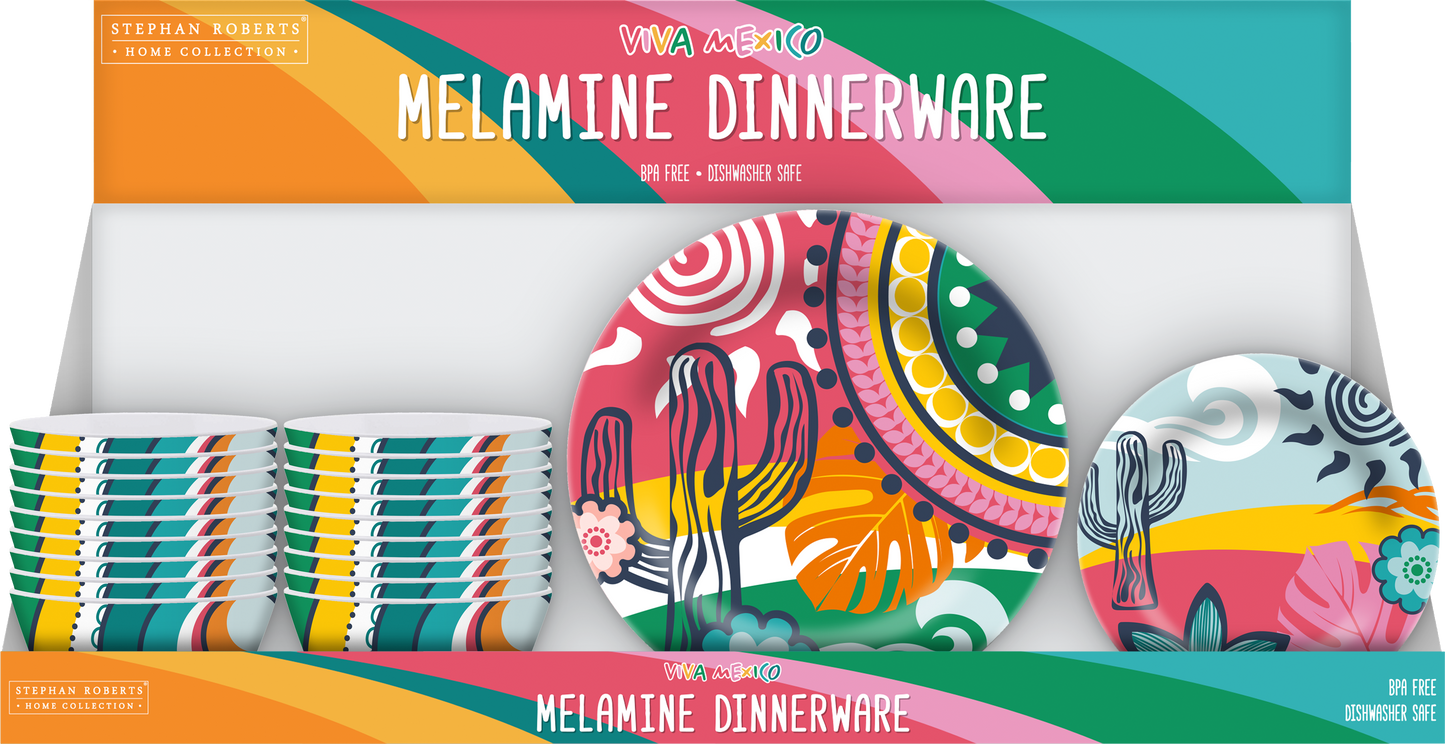 96pc Melamine Dinnerware Assorted PDQs (32in) - Viva Mexico