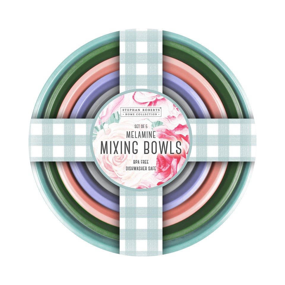 5pc Melamine Mixing Bowl Set - April Showers
