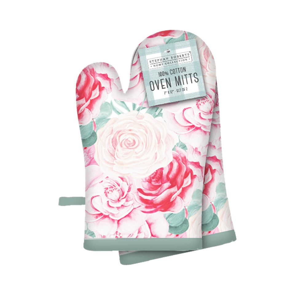 7X12in Cotton 2pc Oven Mitt Set - Mother's Day Roses
