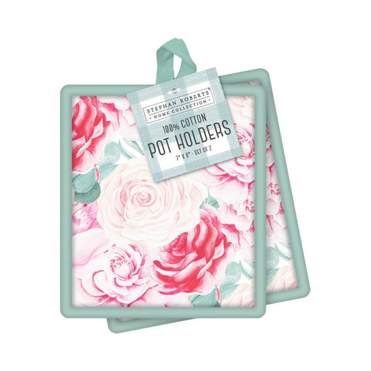 7X8in Cotton 2pc Pot Holder Set - Mother's Day Roses