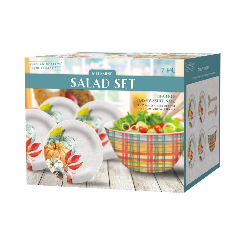 7pc Melamine Salad Serving Set - Harvest Plaid