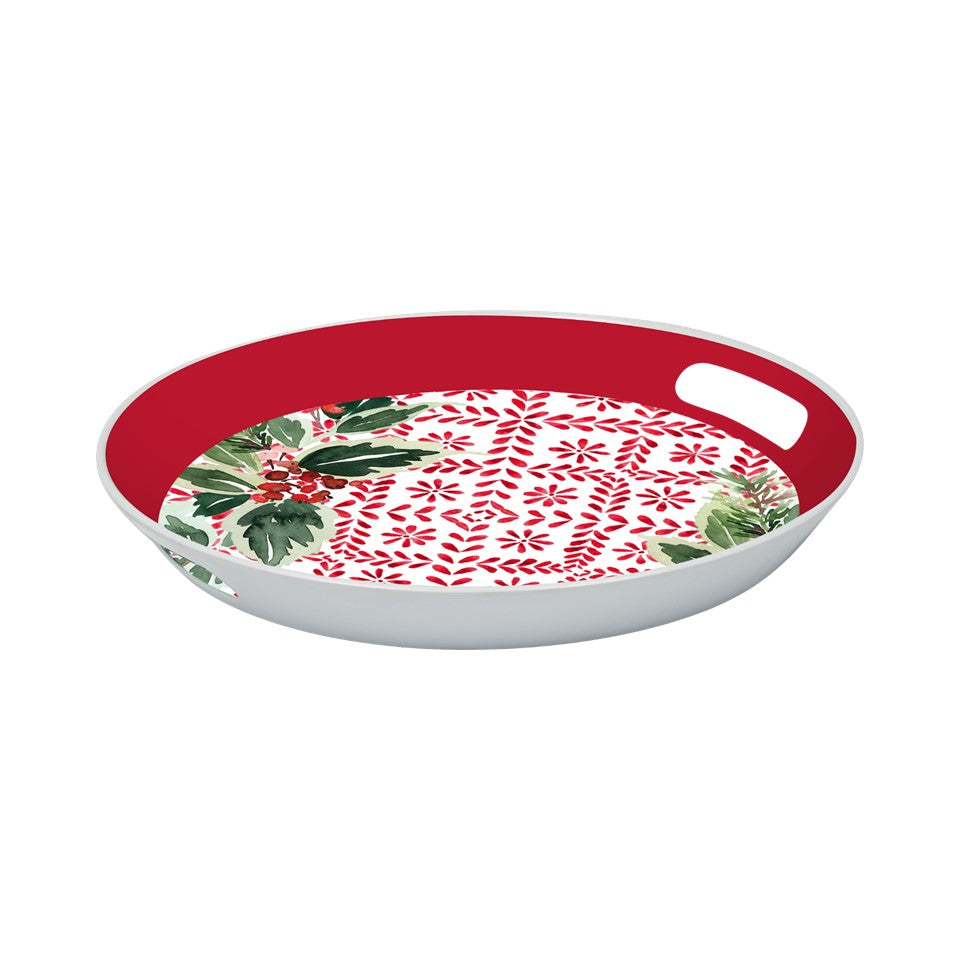 13.75in Melamine Round Tray  - Merry Christmas