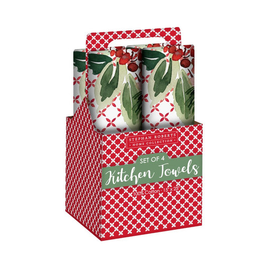 4pc Cotton Gift Carrier Towel Set - Merry Christmas
